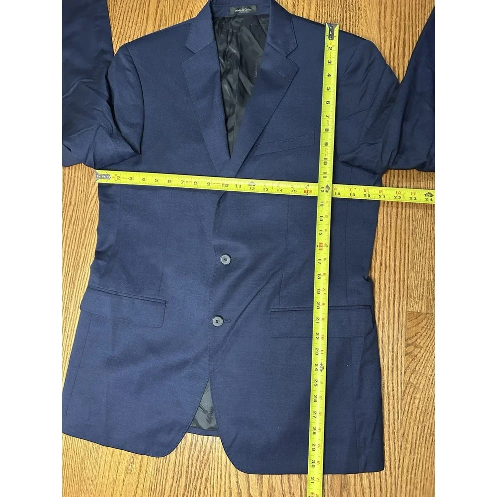 Calvin Klein Mens Blazer Career Suit Single Breasted Navy Wool 42 L